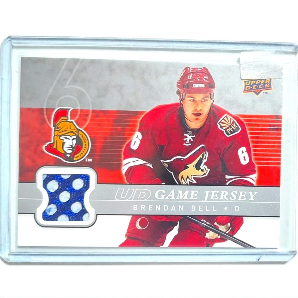 Brendan Bell UD Game-Used Jersey Hockey Card GJ-BE Ottawa Senators